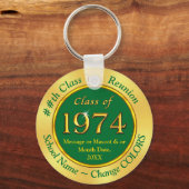 金ゴールドパーソナライズされた、1974年クラス懇親会、ギフト キーホルダー (正面)