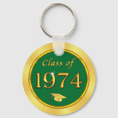 金ゴールドパーソナライズされた、1974年クラス懇親会、ギフト キーホルダー (裏面)