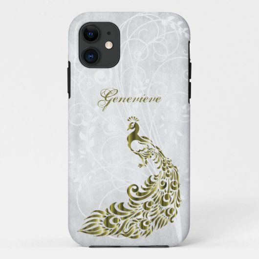 金ゴールドパーソナライズされたPeacock iPhone 11ケース Case-Mate iPhoneケース (裏面)