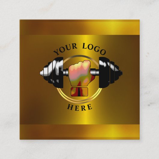 金ゴールドパーソナルトレーナーソーシャルメディア名刺 スクエア名刺 (正面)