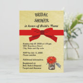 金ゴールドパーチメントオレンジフラワーインジャーブライダルシャワー 招待状 (スタンド正面)