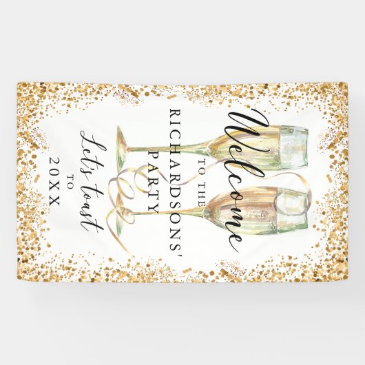 金ゴールドパーティーウェルカムバナー 横断幕 (横)