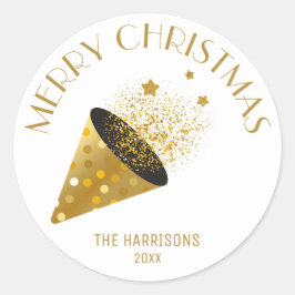 金ゴールドパーティーポッパー帽子の名前クリスマス ラウンドシール