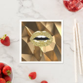 金ゴールドパーティーラグジュアリーグラムグリッタードリップドリップリップ スタンダードカクテルナプキン (インサイチュ)