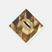 金ゴールドパーティーラグジュアリーグラムグリッタードリップドリップリップ スタンダードカクテルナプキン (角)