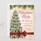 金ゴールドパーティー | クリスマスツリーライト&リボン 招待状 (正面)