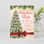 金ゴールドパーティー | クリスマスツリーライト&リボン 招待状 (スタンド正面)