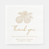 金ゴールドパーフェクト梨ブライダルシャワーサンキューナプキン スタンダードランチョンナプキン (正面)