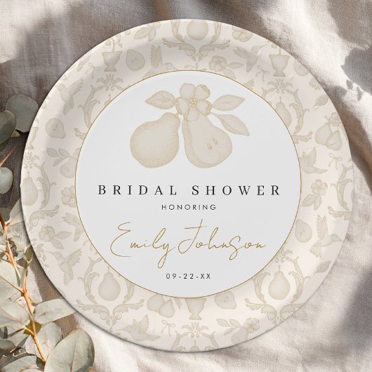 金ゴールドパーフェクト梨ブライダルシャワーディナープレート ペーパープレート