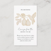 金ゴールドパーフェクトPearブライダルシャワーレシピカード挿入 エンクロージャーカード (正面)