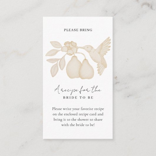 金ゴールドパーフェクトPearブライダルシャワーレシピカード挿入 エンクロージャーカード (正面)