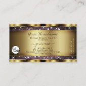 金ゴールドパープエレガントルグリッタースパークルスター追加ロゴ 名刺 (裏面)