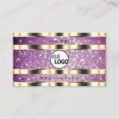 金ゴールドパープエレガントルグリッタースパークルスター追加ロゴ 名刺 (正面)