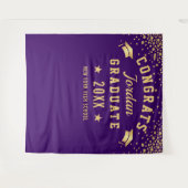 金ゴールドパープモダンル卒業写真ブースの背景 タペストリー (正面(横))