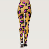 金ゴールドパープルとブラックレオパードの印刷レギンス レギンス (裏面)