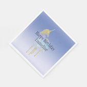 金ゴールドパープルアクアグリッターユニコーン スタンダードランチョンナプキン (角)