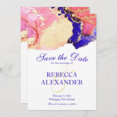 金ゴールドパープルアゲ結婚ート セーブザデート (正面/裏面)