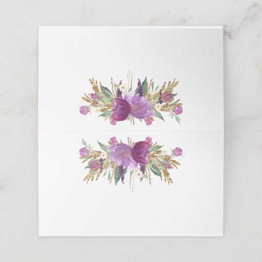 金ゴールドパープルアメジストワイルドフラワー座席表 プレイスカード (外部開封)