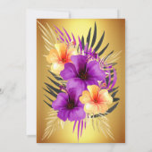 金ゴールドパープルイエローハイビスカスパームスバースデーパーティー 招待状 (裏面)