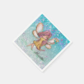 金ゴールドパープルガーリーブルーグリッタースパークルフェアリーダスト スタンダードカクテルナプキン (角)