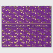 金ゴールドパープルクフェイクリスマススターパターン追加文字 ラッピングペーパー (フラット)