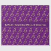 金ゴールドパープルクフェイクリスマスツリーパターン追加文字 ラッピングペーパー (フラット)