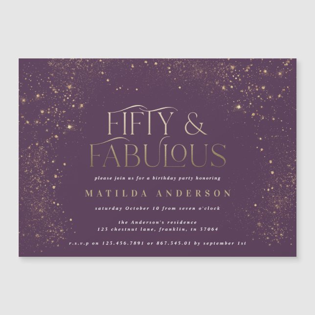 金ゴールドパープルグリッター50と素晴らしい誕生日パーティー (正面)