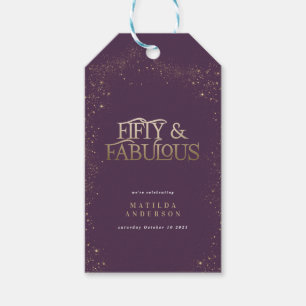 金ゴールドパープルグリッター50と素晴らしい誕生日パーティー ギフトタグ