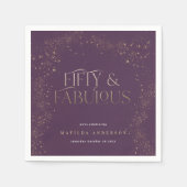 金ゴールドパープルグリッター50と素晴らしい誕生日パーティー スタンダードカクテルナプキン (正面)