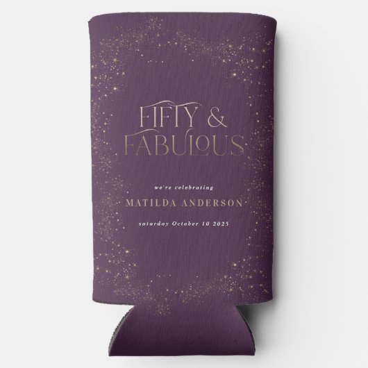 金ゴールドパープルグリッター50と素晴らしい誕生日パーティー スリム缶クーラー (裏面)