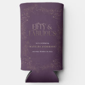 金ゴールドパープルグリッター50と素晴らしい誕生日パーティー スリム缶クーラー (正面)