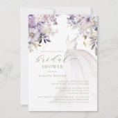 金ゴールドパープルグリーン結婚リーのドレスブライダルシャワー 招待状 (正面)