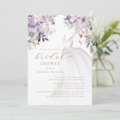 金ゴールドパープルグリーン結婚リーのドレスブライダルシャワー 招待状 (スタンド正面)