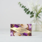 金ゴールドパープルシャイニーストーングリッター 名刺 (スタンド正面)