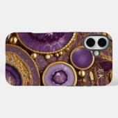 金ゴールドパープルジェムストーン Case-Mate iPhoneケース (裏面 (横))