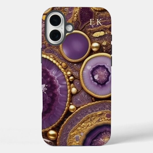 金ゴールドパープルジェムストーン Case-Mate iPhoneケース (裏面)