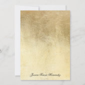 金ゴールドパープルティール（緑がかった色）フラワーウォーター色のMis Quince 招待状 (裏面)