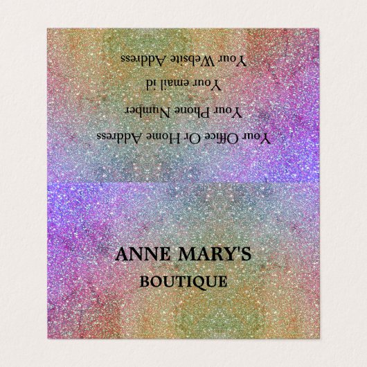 金ゴールドパープルピンクグリッターグラムヘアサロンスパかわいい 名刺 (外部フラット)