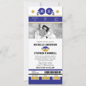 金ゴールドパープルフットボールチケット結婚式招待 招待状 (正面)