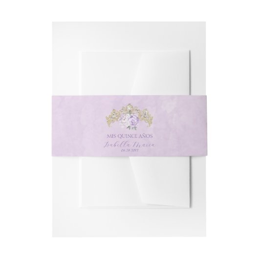 金ゴールドパープルフローラキンセアニラ 招待状ベリーバンド (正面例)