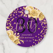 金ゴールドパープルフローラグリッター30th Birthday Script フェイバータグ (正面)