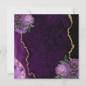 金ゴールドパープルフローラバラアゲート結婚式招待状 (裏面)