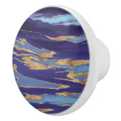 金ゴールドパープルマーブル抽象芸術絵画ズ セラミックノブ (右)