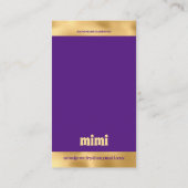 金ゴールドパープルラグジュアリーイヤリングディスプレイ名刺 名刺 (裏面)