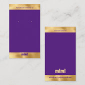 金ゴールドパープルラグジュアリーイヤリングディスプレイ名刺 名刺 (正面/裏面)