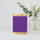 金ゴールドパープルラグジュアリーイヤリングディスプレイ名刺 名刺 (スタンド正面)