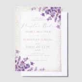 金ゴールドパープルラベンダーヌエストラボダスペインの結婚ズ ベラム紙招待状 (オフセット)