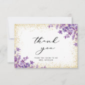 金ゴールドパープルラベンダーブライダルシャワーありがとう カード (正面)