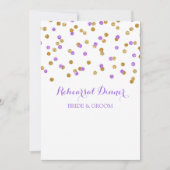 金ゴールドパープルリハーサルディナーパーティの招待状 招待状 (正面)