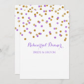 金ゴールドパープルリハーサルディナーパーティの招待状 招待状 (正面/裏面)